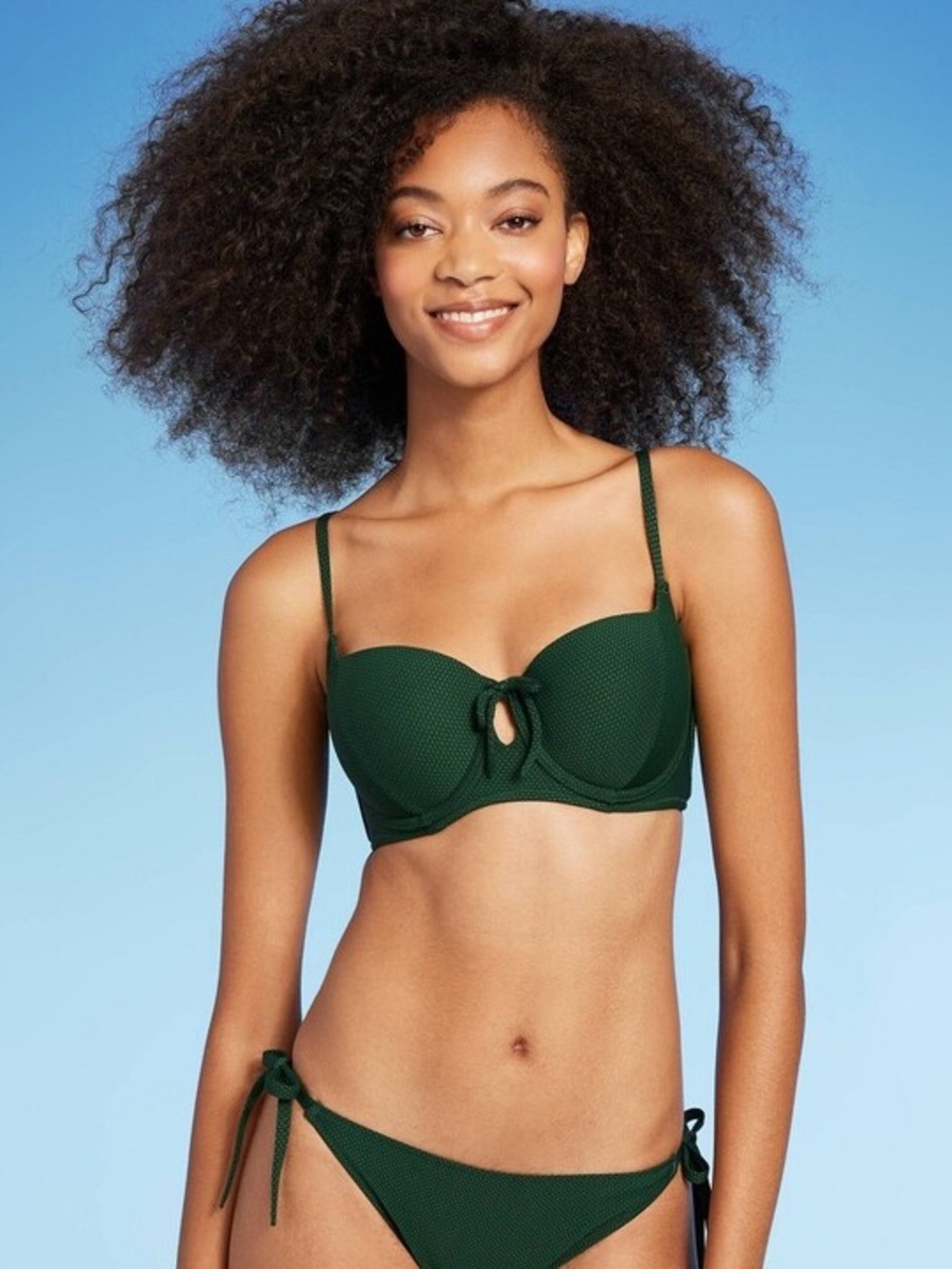 NWOT Shade & Shore Light Lift Tie-Front Keyhole Textured Underwire Bikini Set